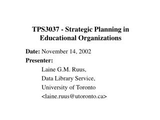 TPS3037 - Strategic Planning in Educational Organizations