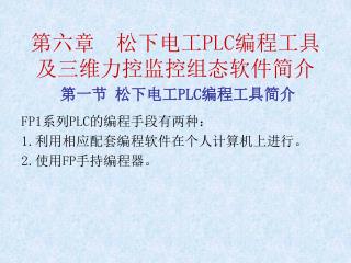 第六章 松下电工 PLC 编程工具及三维力控监控组态软件简介