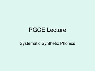 PGCE Lecture