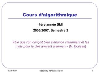 Cours d’algorithmique