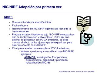 NIC/NIRF Adopción por primera vez