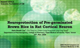 Neuroprotection of Pre-germinated Brown Rice in Rat Cortical Neuron