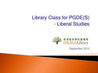 Library Class for PGDE(S) - Liberal Studies September 2012