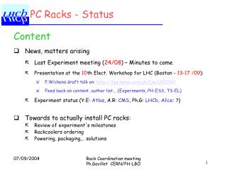 PC Racks - Status