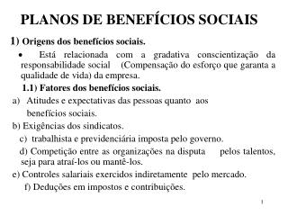 PLANOS DE BENEFÍCIOS SOCIAIS
