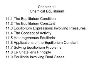 Chapter 11 Chemical Equilibrium