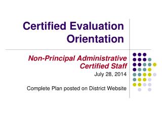 Certified Evaluation Orientation