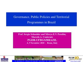 Governance, Public Policies and Territorial Programmes in Brazil