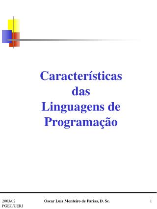 Características das Linguagens de Programação