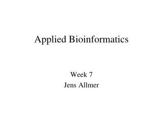 Applied Bioinformatics