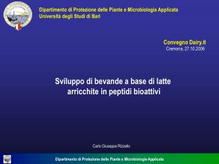 Sviluppo di bevande a base di latte arricchite in peptidi bioattivi