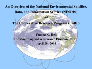 An Overview of the National Environmental Satellite, Data, and Information Service (NESDIS) and