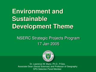 Environment and Sustainable Development Theme