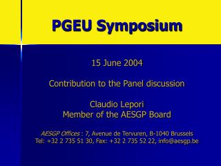 PGEU Symposium