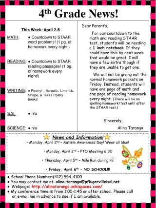 4 th Grade News!