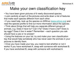 Make your own classification key