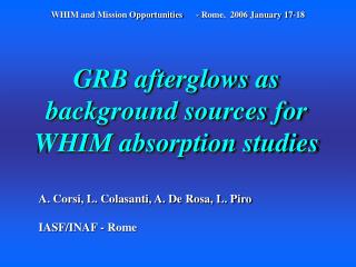 GRB afterglows as background sources for WHIM absorption studies