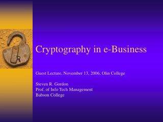 Cryptography in e-Business