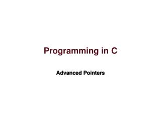 Programming in C