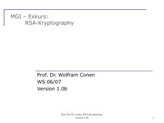 MGI – Exkurs: 	RSA-Kryptography