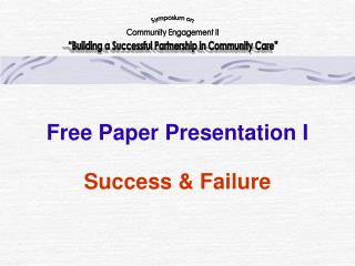 Free Paper Presentation I