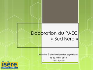 Elaboration du PAEC « Sud Isère »
