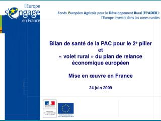 Bilan de santé de la PAC pour le 2 e pilier et