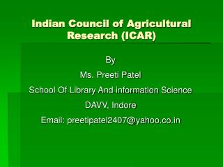 Indian Council of Agricultural Research (ICAR)