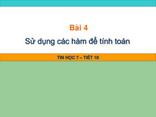 Sử dụng các hàm để tính toán