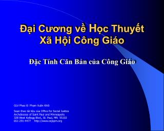 Đại Cương về H ọc Thuyết Xã Hội Công Giáo