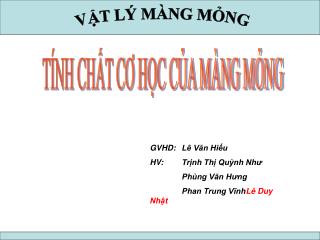 TÍNH CHẤT CƠ HỌC CỦA MÀNG MỎNG