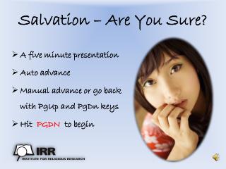 Salvation – Are You Sure?