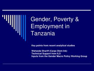 Gender, Poverty &amp; Employment in Tanzania