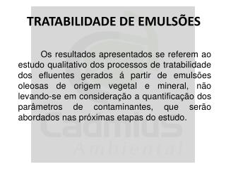 TRATABILIDADE DE EMULSÕES