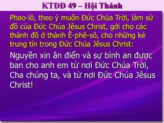 KTĐĐ 49 – Hội Thánh