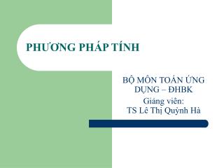 PHƯƠNG PHÁP TÍNH