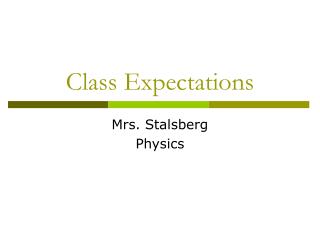 Class Expectations