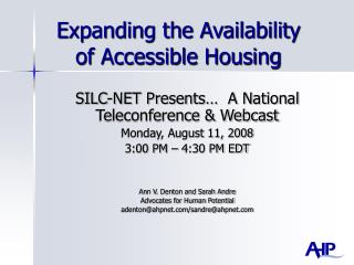 Expanding the Availability of Accessible Housing