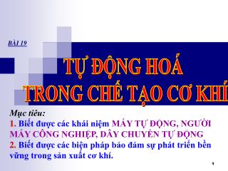 TỰ ĐỘNG HOÁ TRONG CHẾ TẠO CƠ KHÍ