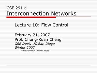 CSE 291-a Interconnection Networks