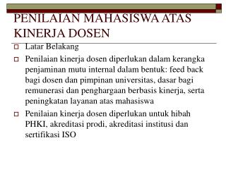 PENILAIAN MAHASISWA ATAS KINERJA DOSEN