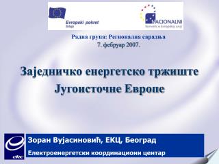 Зоран Вујасиновић , EK Ц , Београд Електроенергетски координациони центар