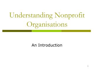 Understanding Nonprofit Organisations