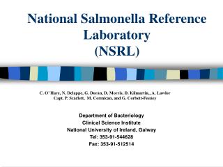 National Salmonella Reference Laboratory (NSRL)