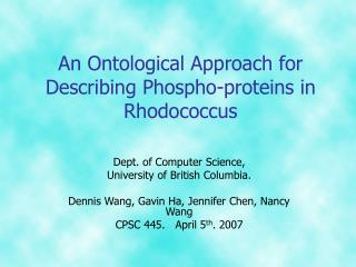 An Ontological Approach for Describing Phospho-proteins in Rhodococcus