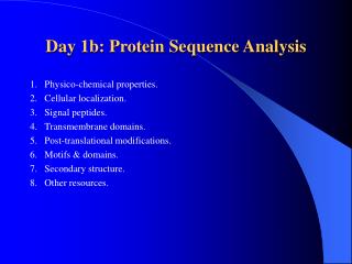 Day 1b: Protein Sequence Analysis