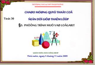 §5: PHÖÔNG TRÌNH MUÕ VAØ LOÂGARIT