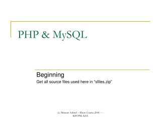 PHP &amp; MySQL