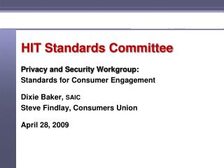 HIT Standards Committee