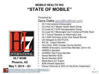 MOBILE HEALTH WG “STATE OF MOBILE”